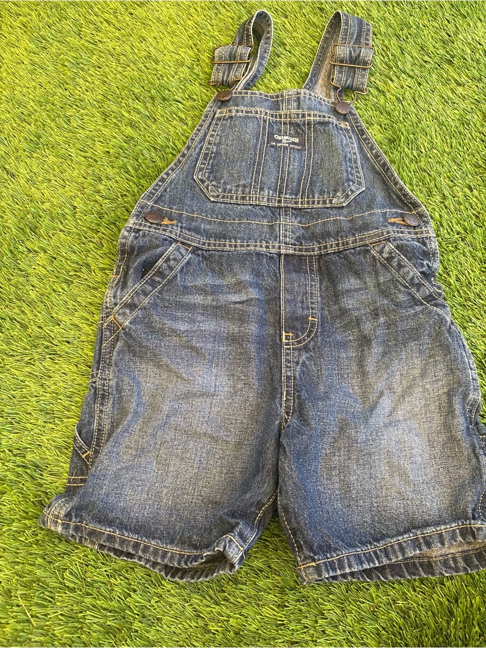 OshKosh B'gosh Vintage-Style Denim Short Overalls - Blue